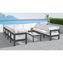  Meridian Nizuc 120" White Water Resistant Fabric Upholstered 10 pc Outdoor Patio Modular Sectional IMAGE 2
