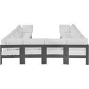  Meridian Nizuc 120" White Water Resistant Fabric Upholstered 10 pc Outdoor Patio Modular Sectional IMAGE 3