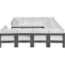  Meridian Nizuc 120" White Water Resistant Fabric Upholstered 10 pc Outdoor Patio Modular Sectional IMAGE 4