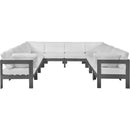  Meridian Nizuc 120" White Water Resistant Fabric Upholstered 10 pc Outdoor Patio Modular Sectional IMAGE 5