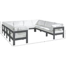  Meridian Nizuc 120" White Water Resistant Fabric Upholstered 10 pc Outdoor Patio Modular Sectional IMAGE 8