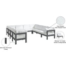  Meridian Nizuc 120" White Water Resistant Fabric Upholstered 10 pc Outdoor Patio Modular Sectional IMAGE 9