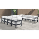  Meridian Nizuc 150" White Water Resistant Fabric Upholstered 11 pc Outdoor Patio Modular Sectional IMAGE 2