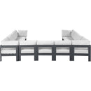  Meridian Nizuc 150" White Water Resistant Fabric Upholstered 11 pc Outdoor Patio Modular Sectional IMAGE 3