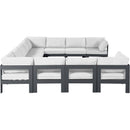  Meridian Nizuc 150" White Water Resistant Fabric Upholstered 11 pc Outdoor Patio Modular Sectional IMAGE 4