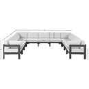  Meridian Nizuc 150" White Water Resistant Fabric Upholstered 11 pc Outdoor Patio Modular Sectional IMAGE 7