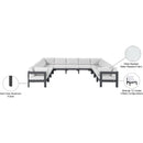  Meridian Nizuc 150" White Water Resistant Fabric Upholstered 11 pc Outdoor Patio Modular Sectional IMAGE 8