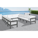  Meridian Nizuc 120" White Water Resistant Fabric Upholstered 12 pc Outdoor Patio Modular Sectional IMAGE 2