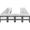  Meridian Nizuc 120" White Water Resistant Fabric Upholstered 12 pc Outdoor Patio Modular Sectional IMAGE 3