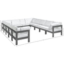  Meridian Nizuc 120" White Water Resistant Fabric Upholstered 12 pc Outdoor Patio Modular Sectional IMAGE 8