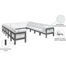 Meridian Nizuc 120" White Water Resistant Fabric Upholstered 12 pc Outdoor Patio Modular Sectional IMAGE 9