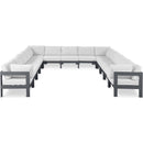  Meridian Nizuc 150" White Water Resistant Fabric Upholstered 13 pc Outdoor Patio Modular Sectional IMAGE 1