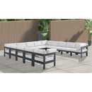  Meridian Nizuc 150" White Water Resistant Fabric Upholstered 13 pc Outdoor Patio Modular Sectional IMAGE 2