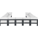  Meridian Nizuc 150" White Water Resistant Fabric Upholstered 13 pc Outdoor Patio Modular Sectional IMAGE 3