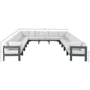  Meridian Nizuc 150" White Water Resistant Fabric Upholstered 13 pc Outdoor Patio Modular Sectional IMAGE 7