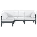  Meridian Nizuc 90" White Water Resistant Fabric Upholstered 4 pc Outdoor Patio Modular Sectional IMAGE 11