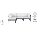  Meridian Nizuc 90" White Water Resistant Fabric Upholstered 4 pc Outdoor Patio Modular Sectional IMAGE 12