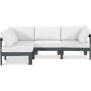 Meridian Nizuc 90" White Water Resistant Fabric Upholstered 4 pc Outdoor Patio Modular Sectional IMAGE 1