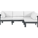  Meridian Nizuc 90" White Water Resistant Fabric Upholstered 4 pc Outdoor Patio Modular Sectional IMAGE 2