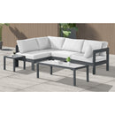  Meridian Nizuc 90" White Water Resistant Fabric Upholstered 4 pc Outdoor Patio Modular Sectional IMAGE 3