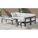  Meridian Nizuc 90" White Water Resistant Fabric Upholstered 4 pc Outdoor Patio Modular Sectional IMAGE 4