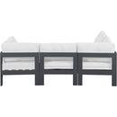  Meridian Nizuc 90" White Water Resistant Fabric Upholstered 4 pc Outdoor Patio Modular Sectional IMAGE 5
