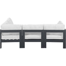  Meridian Nizuc 90" White Water Resistant Fabric Upholstered 4 pc Outdoor Patio Modular Sectional IMAGE 6