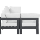  Meridian Nizuc 90" White Water Resistant Fabric Upholstered 4 pc Outdoor Patio Modular Sectional IMAGE 7