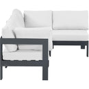  Meridian Nizuc 90" White Water Resistant Fabric Upholstered 4 pc Outdoor Patio Modular Sectional IMAGE 8