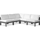  Meridian Nizuc 90" White Water Resistant Fabric Upholstered 5 pc Outdoor Patio Modular Sectional IMAGE 1