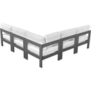  Meridian Nizuc 90" White Water Resistant Fabric Upholstered 5 pc Outdoor Patio Modular Sectional IMAGE 3