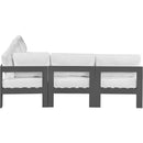  Meridian Nizuc 90" White Water Resistant Fabric Upholstered 5 pc Outdoor Patio Modular Sectional IMAGE 4