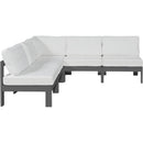  Meridian Nizuc 90" White Water Resistant Fabric Upholstered 5 pc Outdoor Patio Modular Sectional IMAGE 5