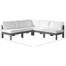  Meridian Nizuc 90" White Water Resistant Fabric Upholstered 5 pc Outdoor Patio Modular Sectional IMAGE 8