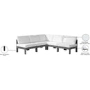  Meridian Nizuc 90" White Water Resistant Fabric Upholstered 5 pc Outdoor Patio Modular Sectional IMAGE 9