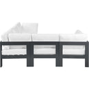  Meridian Nizuc 90" White Water Resistant Fabric Upholstered 5 pc Outdoor Patio Modular Sectional IMAGE 4