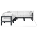  Meridian Nizuc 90" White Water Resistant Fabric Upholstered 5 pc Outdoor Patio Modular Sectional IMAGE 7
