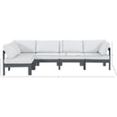  Meridian Nizuc 120" White Water Resistant Fabric Upholstered 5 pc Outdoor Patio Modular Sectional IMAGE 11