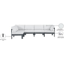  Meridian Nizuc 120" White Water Resistant Fabric Upholstered 5 pc Outdoor Patio Modular Sectional IMAGE 12