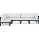  Meridian Nizuc 120" White Water Resistant Fabric Upholstered 5 pc Outdoor Patio Modular Sectional IMAGE 1