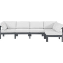  Meridian Nizuc 120" White Water Resistant Fabric Upholstered 5 pc Outdoor Patio Modular Sectional IMAGE 2