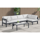  Meridian Nizuc 120" White Water Resistant Fabric Upholstered 5 pc Outdoor Patio Modular Sectional IMAGE 4