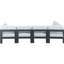  Meridian Nizuc 120" White Water Resistant Fabric Upholstered 5 pc Outdoor Patio Modular Sectional IMAGE 5