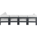  Meridian Nizuc 120" White Water Resistant Fabric Upholstered 5 pc Outdoor Patio Modular Sectional IMAGE 6