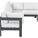  Meridian Nizuc 120" White Water Resistant Fabric Upholstered 5 pc Outdoor Patio Modular Sectional IMAGE 7