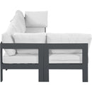  Meridian Nizuc 120" White Water Resistant Fabric Upholstered 5 pc Outdoor Patio Modular Sectional IMAGE 8