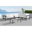  Meridian Nizuc 120" White Water Resistant Fabric Upholstered 6 pc Outdoor Patio Modular Sectional IMAGE 2