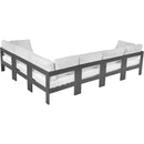  Meridian Nizuc 120" White Water Resistant Fabric Upholstered 6 pc Outdoor Patio Modular Sectional IMAGE 3