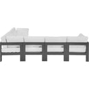  Meridian Nizuc 120" White Water Resistant Fabric Upholstered 6 pc Outdoor Patio Modular Sectional IMAGE 4