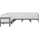  Meridian Nizuc 120" White Water Resistant Fabric Upholstered 6 pc Outdoor Patio Modular Sectional IMAGE 5